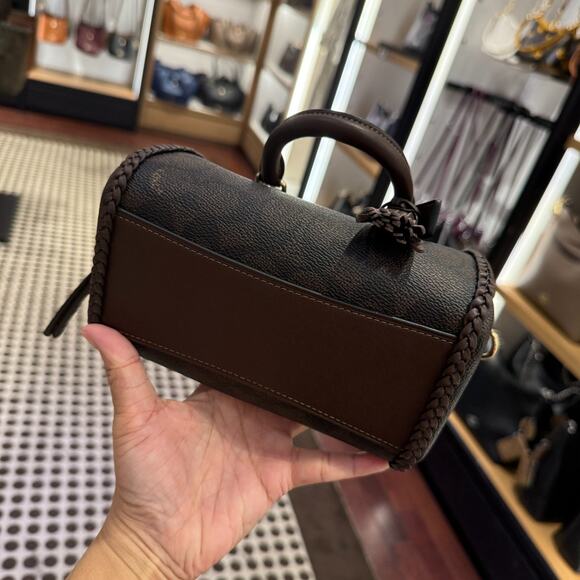 Coach Mini Rowan Crossbody Bag In Signature Canvas With Fringe CCF30 - Picture 5 of 10